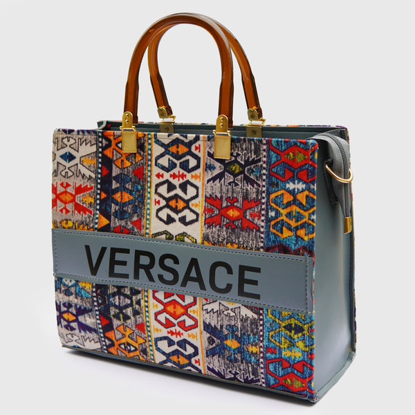 Versace Multicolor Ethnic Pattern Tote Bag