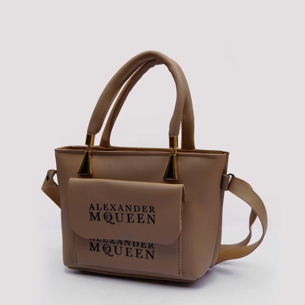 Alexander McQueen Inspired Beige Faux Leather Shoulder Bag