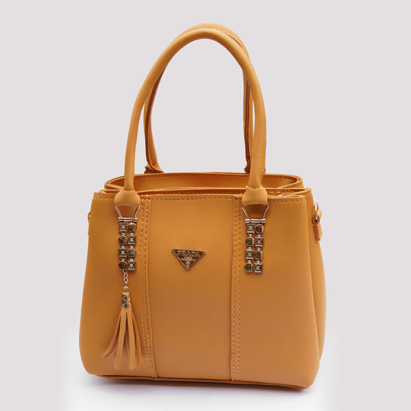 Prada Designer-Inspired Embellished Handbag – Mustard Yellow