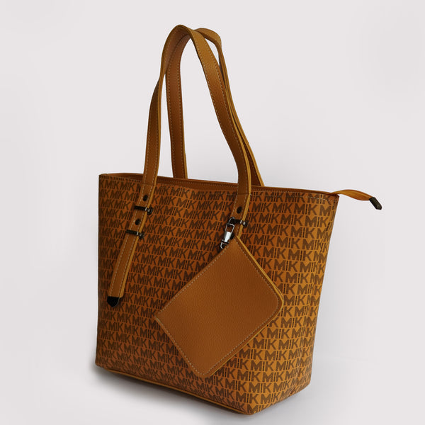 Classic Brown Monogram Tote Bag – MIK Print with Pouch