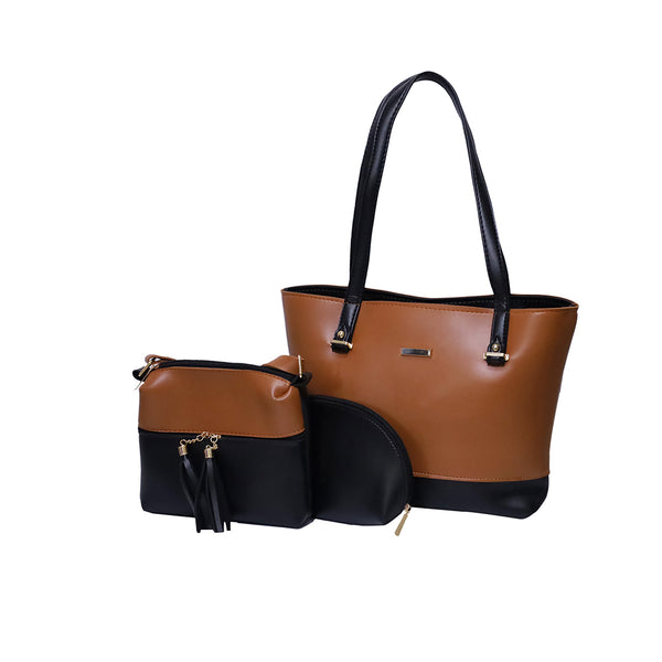 3PCS Brown & Noir Tote Bag